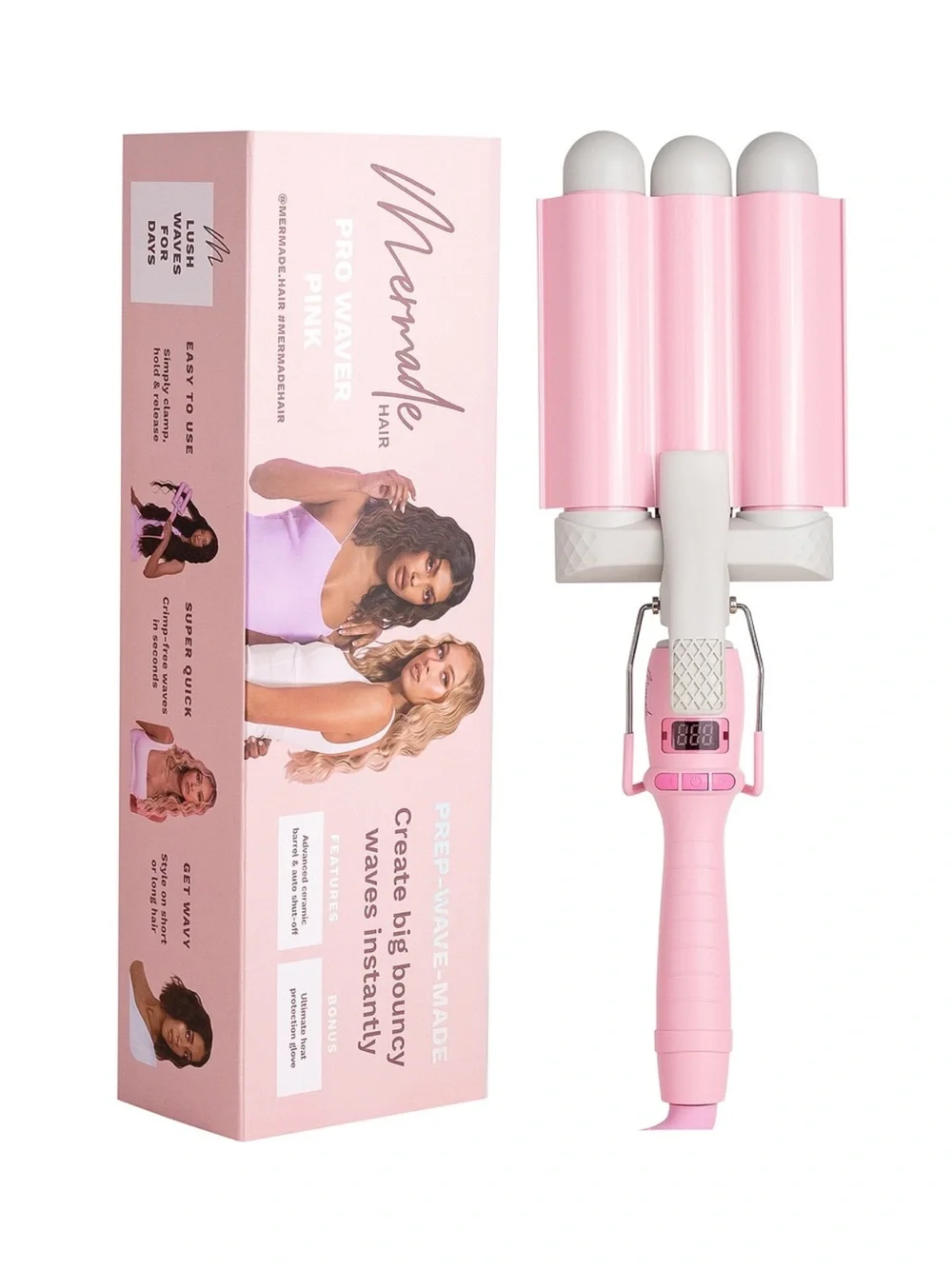 Mermade Hair Pro Waver 32mm in Pink